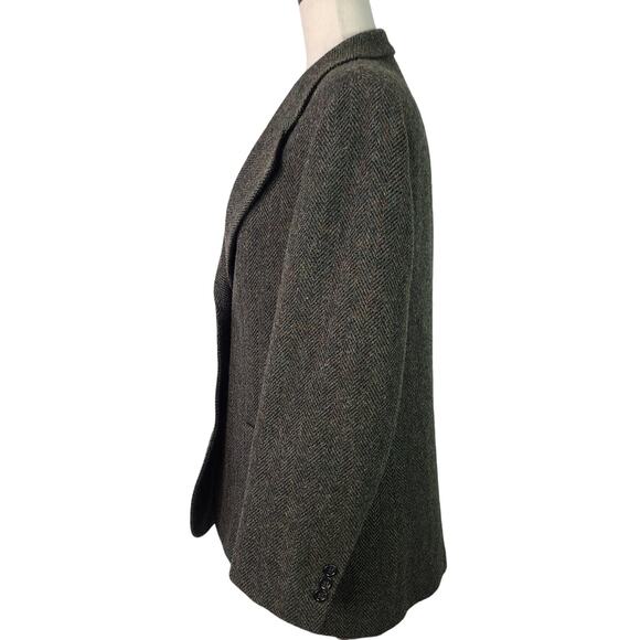 L.L. Bean Green Wool Tweed Quilted Liner Vintage USA Blazer Jacket Coat 10 P - Picture 2 of 7